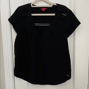 Guess Women's Black V-Neck Blouse